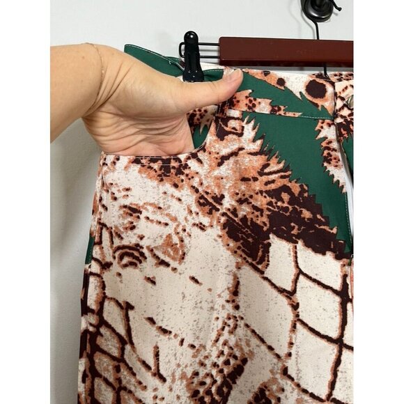 Animal Print Pant XL Brown Pull On Striped Wide Leg Leopard Safari Classic Chic - Picture 6 of 13